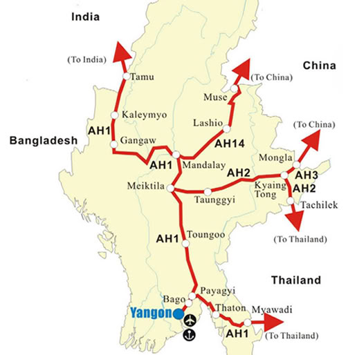 AseanHighwayRoads in Myanmar